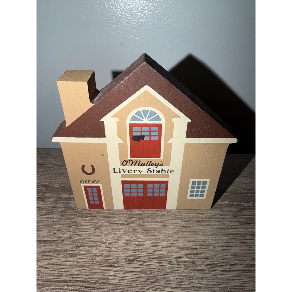 Vintage The Cats Meow Village O'Malleys Livery Stable Wood Shelf Sitter 1986